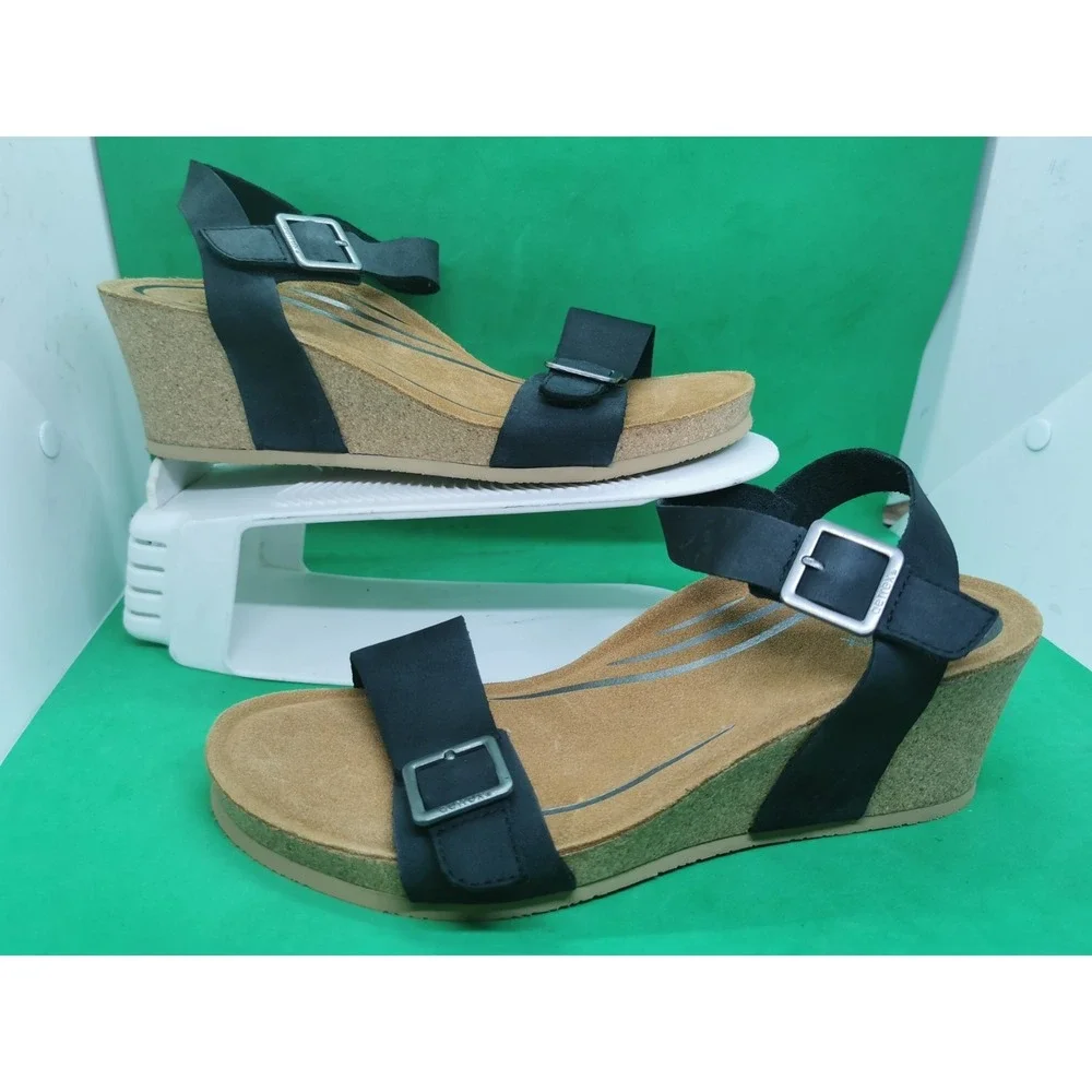 Aetrex Women's Lexa Orthopedic Ankle Strap Arch Support Wedge Sandals Size 10